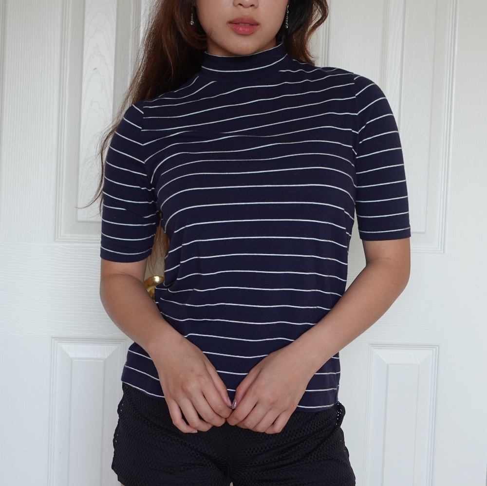 Banana Republic mock neck striped top